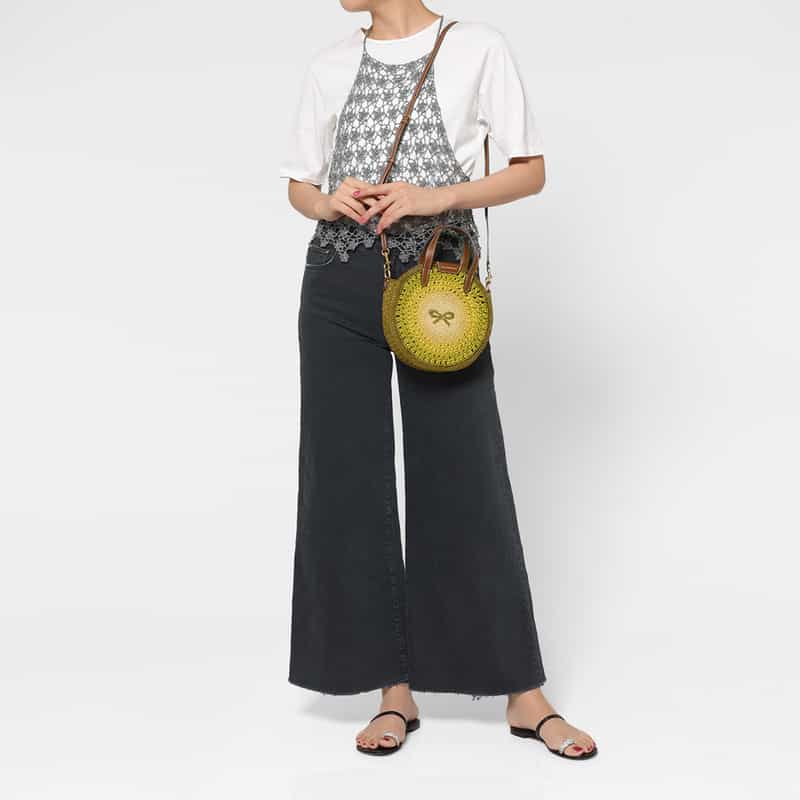 ANYA HINDMARCH ANYA HINDMARCH＜アニヤ ハインドマーチ＞ ラフィア素材 ラウンド型2WAYバッグ（YELLOW） YELLOW