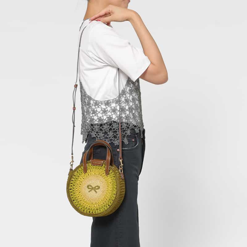 ANYA HINDMARCH ANYA HINDMARCH＜アニヤ ハインドマーチ＞ ラフィア素材 ラウンド型2WAYバッグ（YELLOW） YELLOW