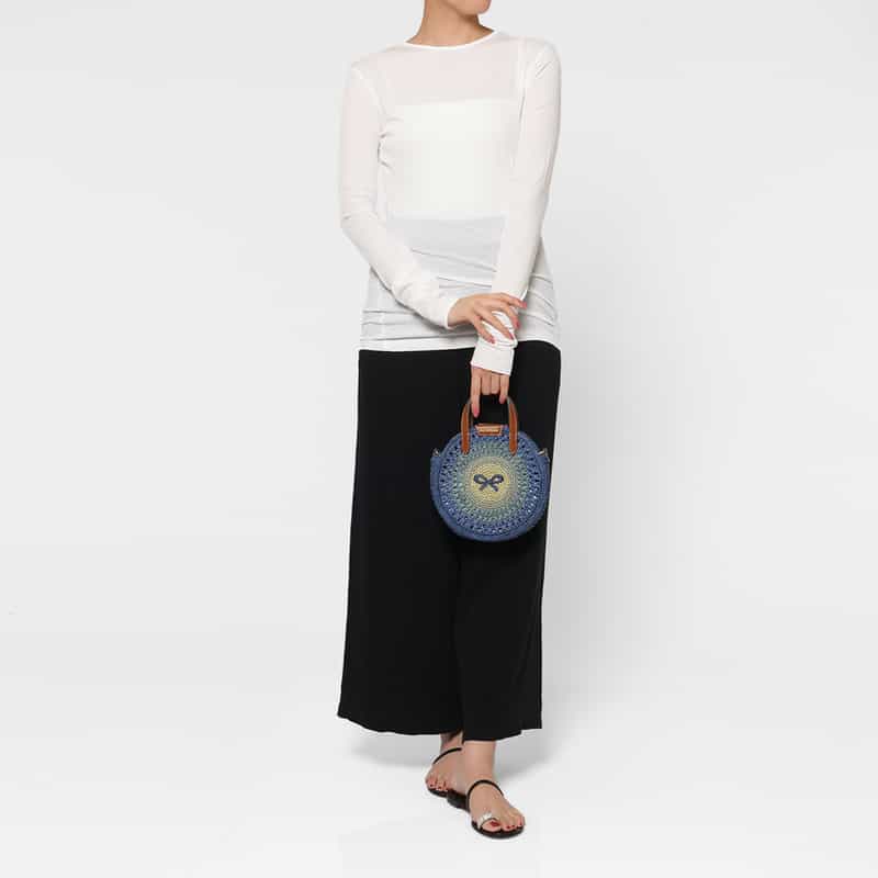 ANYA HINDMARCH ANYA HINDMARCH＜アニヤ ハインドマーチ＞ ラフィア素材 ラウンド型2WAYバッグ（BLUE） BLUE