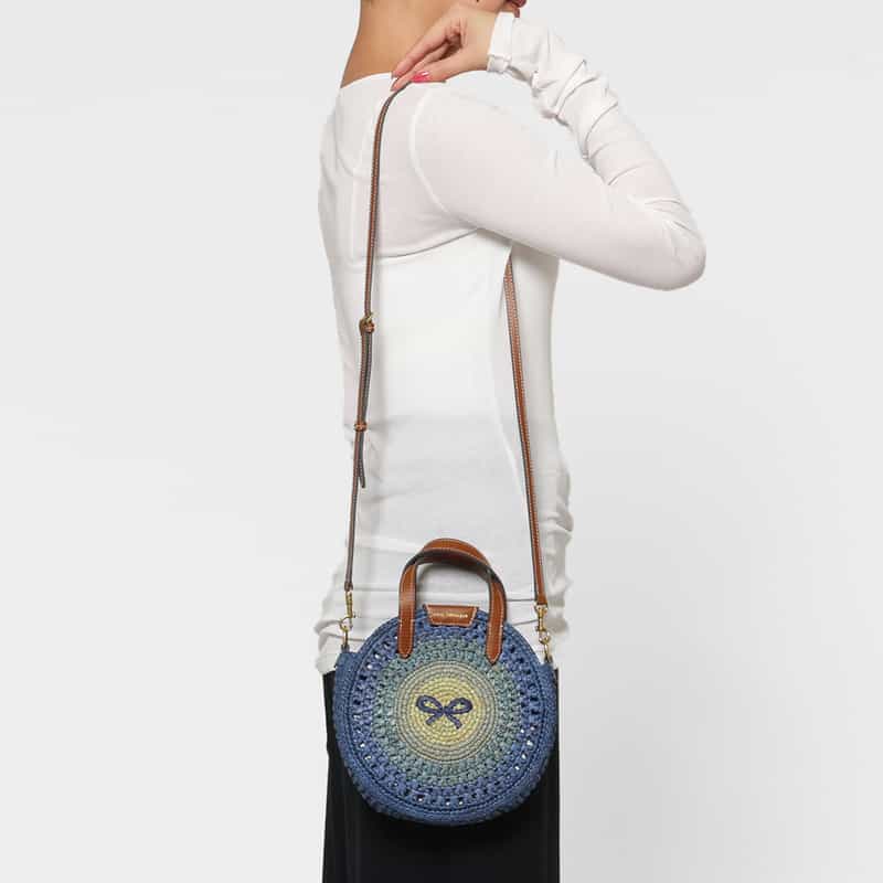 ANYA HINDMARCH ANYA HINDMARCH＜アニヤ ハインドマーチ＞ ラフィア素材 ラウンド型2WAYバッグ（BLUE） BLUE