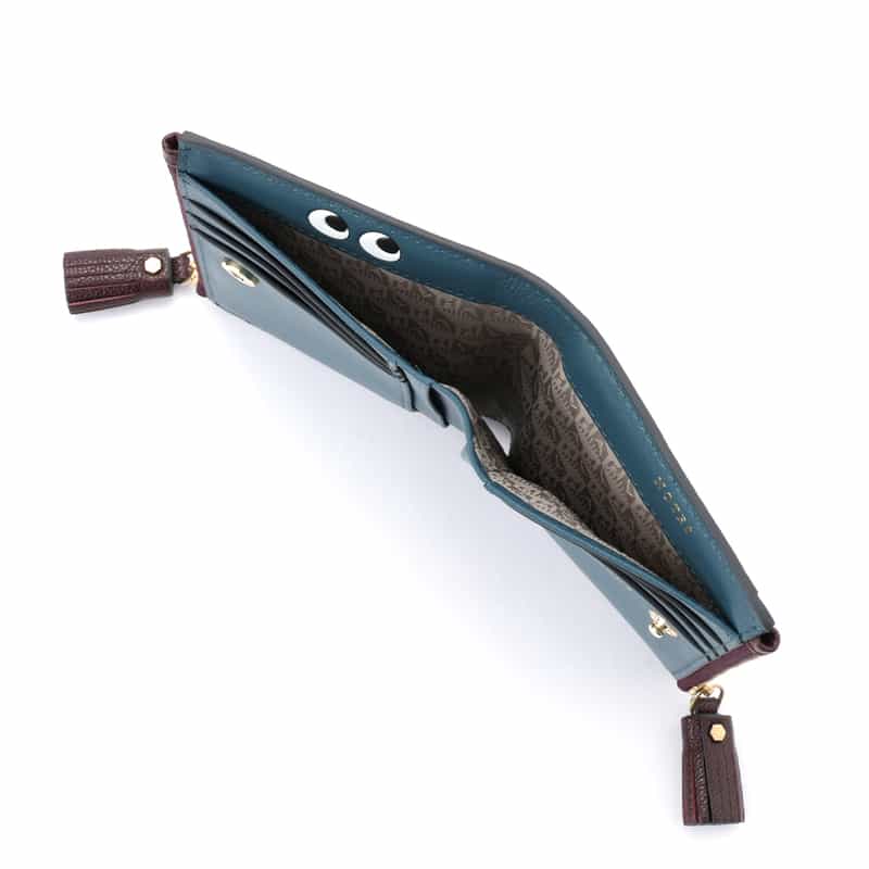 ANYA HINDMARCH ANYA HINDMARCH＜アニヤ ハインドマーチ＞ ダブルジップコンパクトウォレット BLUE