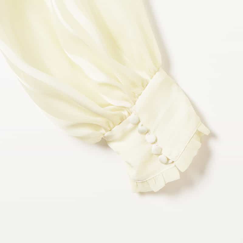 BARNEYS NEW YORK ウォッシャブル シアー素材 ランダムストライプ柄ボウタイブラウス （インナーキャミソール付き） IVORY