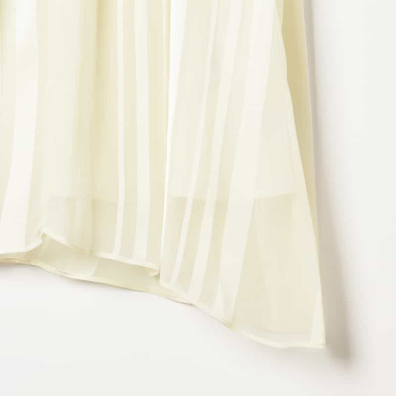 BARNEYS NEW YORK ウォッシャブル シアー素材 ランダムストライプ柄ボウタイブラウス （インナーキャミソール付き） IVORY