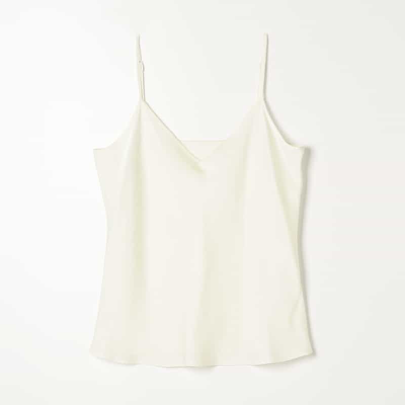 BARNEYS NEW YORK ウォッシャブル シアー素材 ランダムストライプ柄ボウタイブラウス （インナーキャミソール付き） IVORY