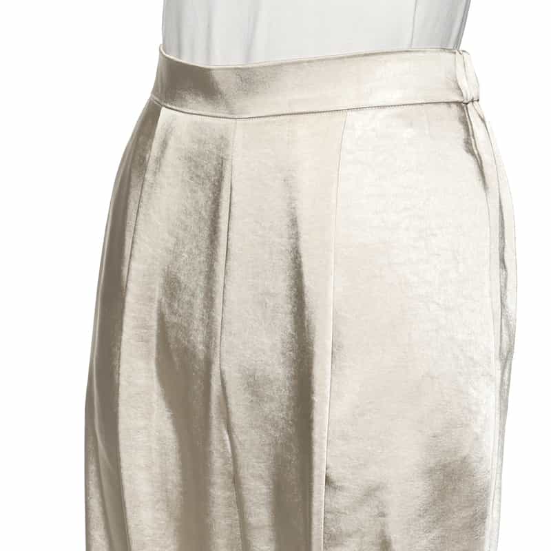 BARNEYS NEW YORK シャイニー タックワイドパンツ GRAY BEIGE