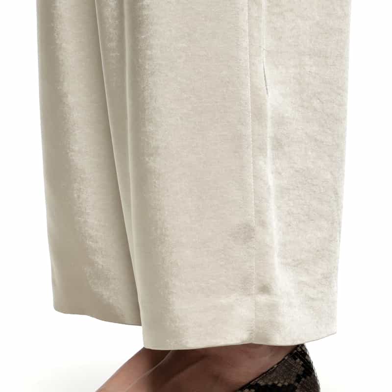 BARNEYS NEW YORK シャイニー タックワイドパンツ GRAY BEIGE