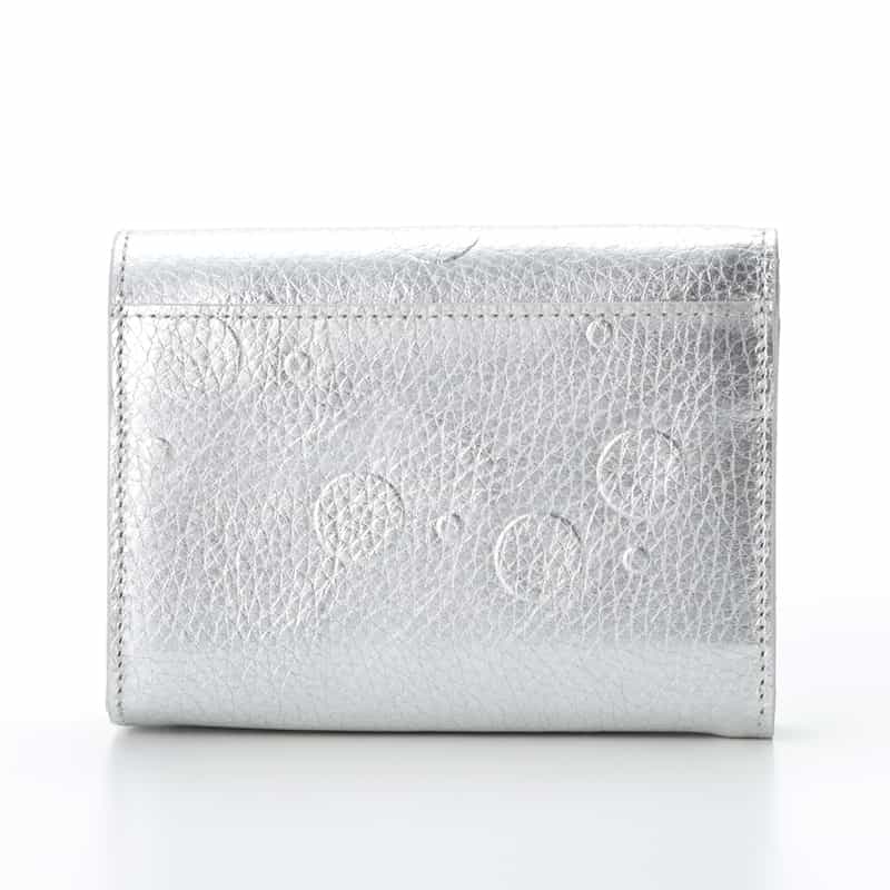 BARNEYS NEW YORK ドット柄型押し ハーフウォレット SILVER