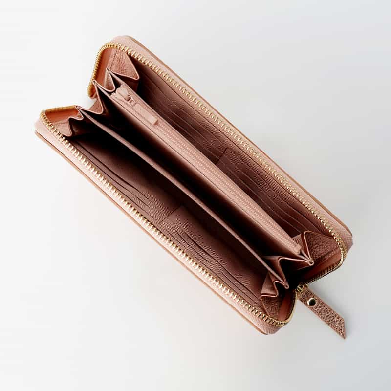 BARNEYS NEW YORK ドット柄型押し ラウンドジップ ロングウォレット GOLD