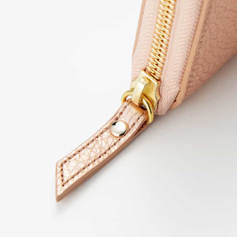 BARNEYS NEW YORK ドット柄型押し ラウンドジップ ロングウォレット GOLD