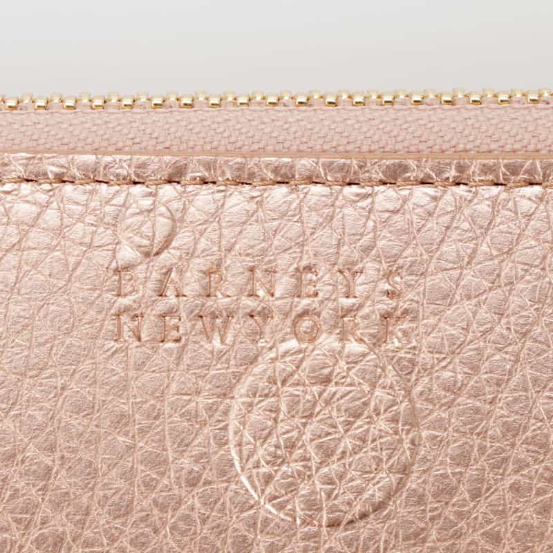 BARNEYS NEW YORK ドット柄型押し ラウンドジップ ロングウォレット GOLD