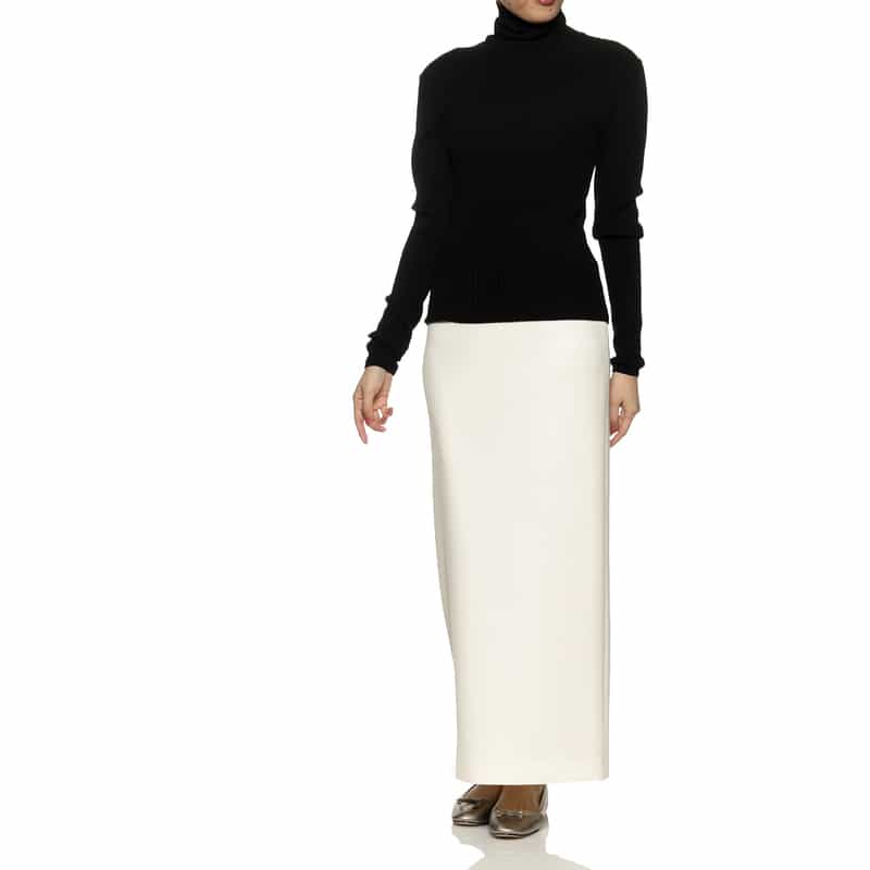 BARNEYS NEW YORK スクーバ素材ロングタイトスカート WHITE