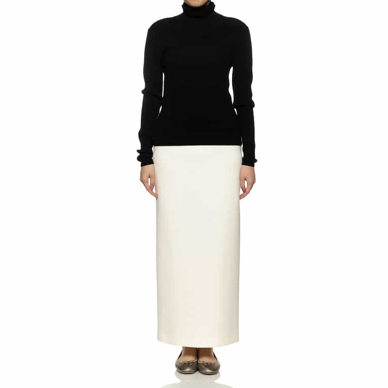 BARNEYS NEW YORK スクーバ素材ロングタイトスカート WHITE