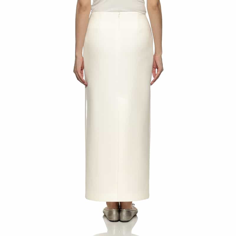 BARNEYS NEW YORK スクーバ素材ロングタイトスカート WHITE