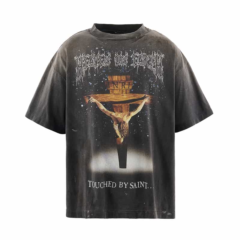 SAINT MXXXXXX SAINT MXXXXXX＜セイント マイケル＞ ヴィンテージ加工グラフィックTシャツ BLACK