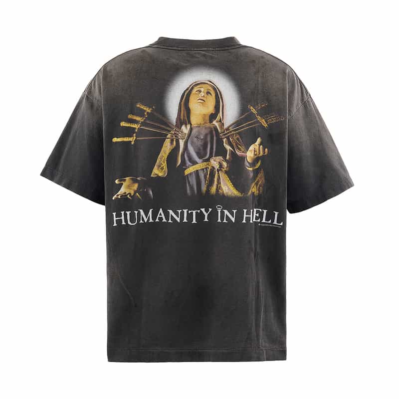 SAINT MXXXXXX SAINT MXXXXXX＜セイント マイケル＞ ヴィンテージ加工グラフィックTシャツ BLACK