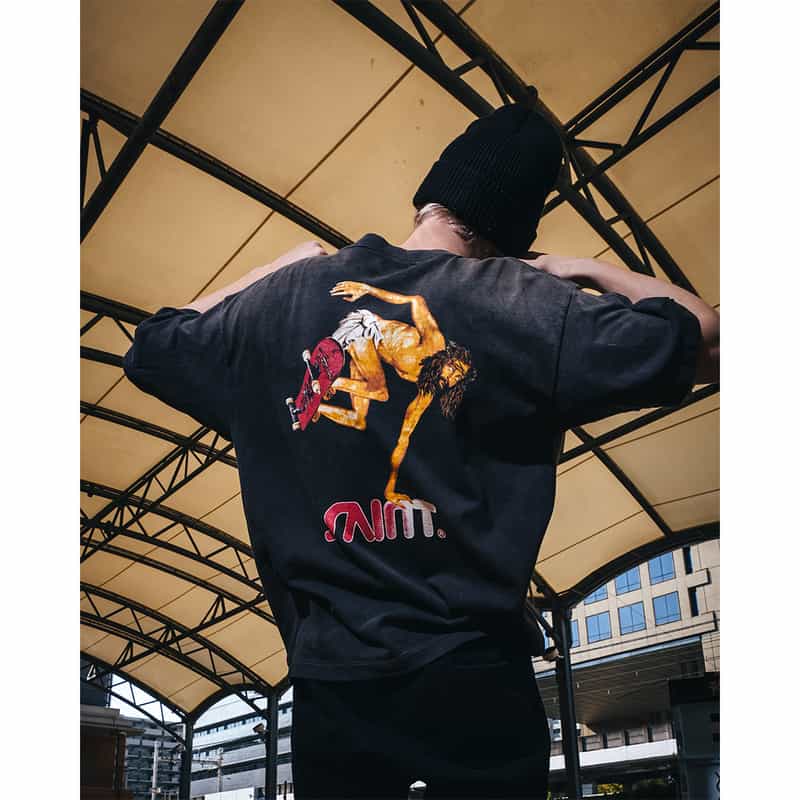 SAINT MXXXXXX SAINT MXXXXXX＜セント マイケル＞ ヴィンテージ加工プリントTシャツ BLACK