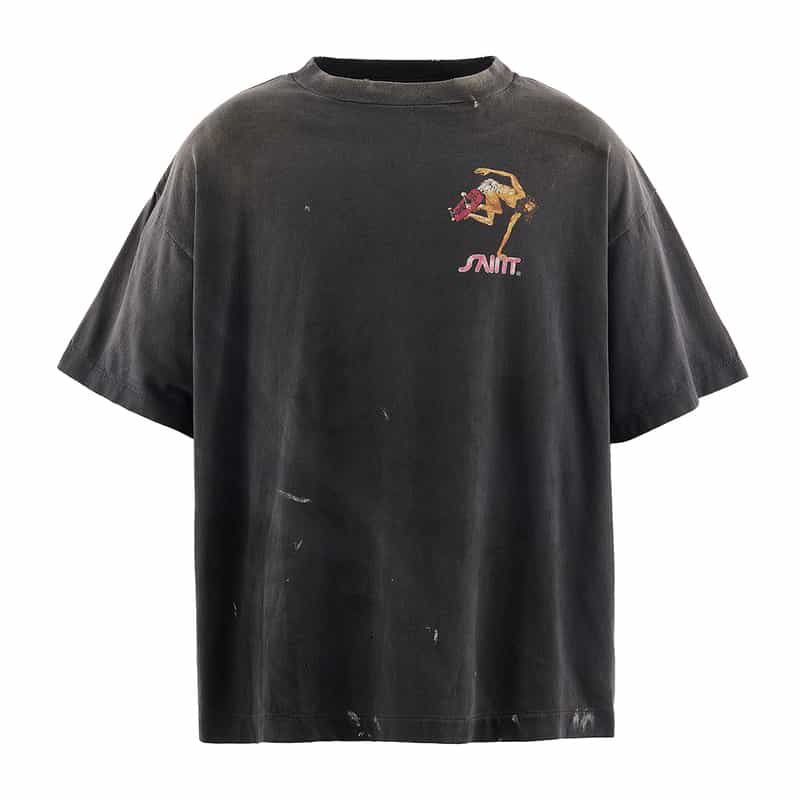 SAINT MXXXXXX SAINT MXXXXXX＜セント マイケル＞ ヴィンテージ加工プリントTシャツ BLACK