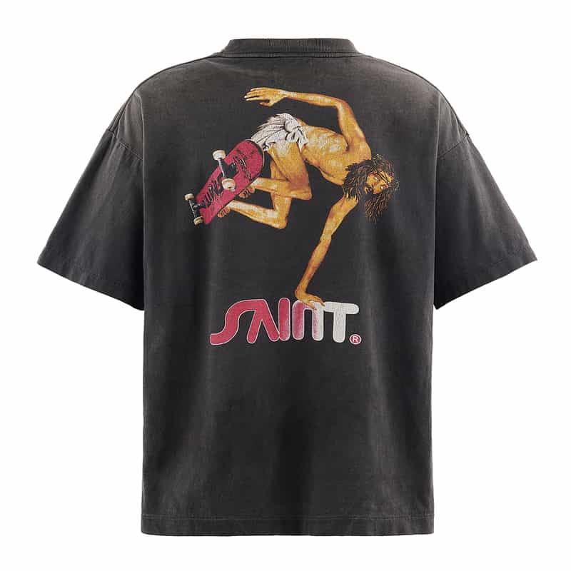 SAINT MXXXXXX SAINT MXXXXXX＜セント マイケル＞ ヴィンテージ加工プリントTシャツ BLACK