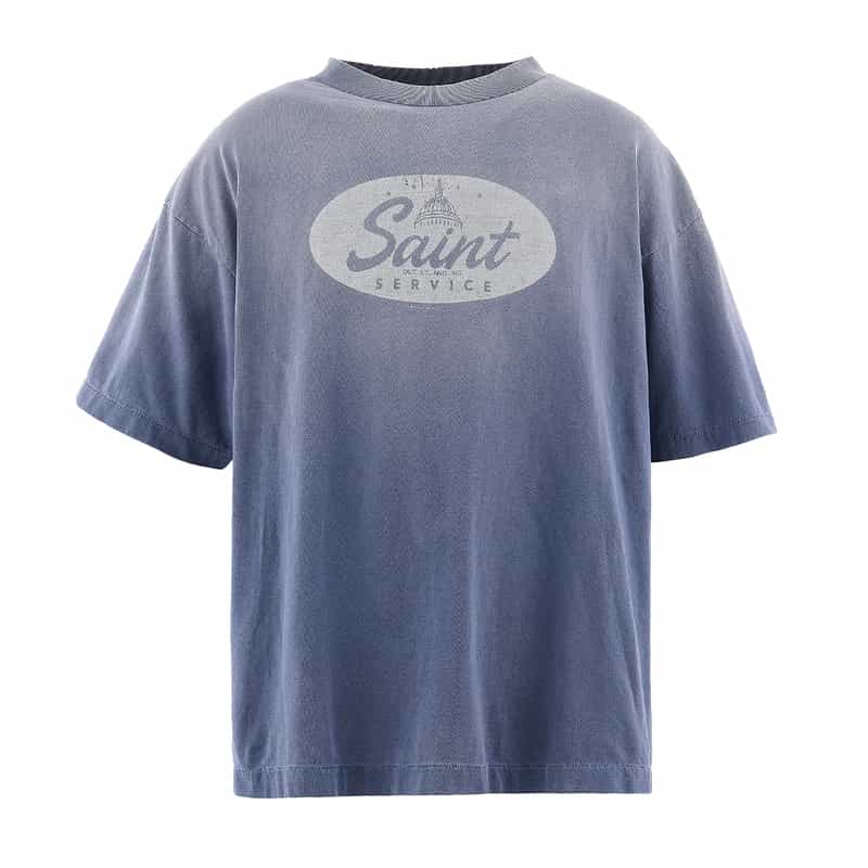 SAINT MXXXXXX＜セント マイケル＞ ヴィンテージ加工ロゴ入りプリントTシャツ