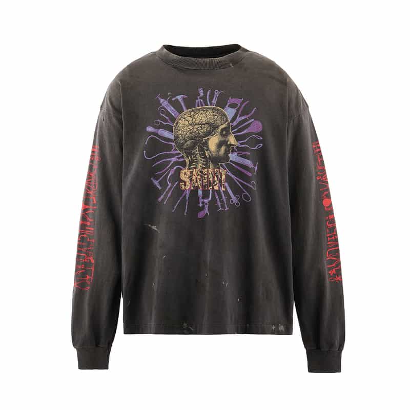 SAINT MXXXXXX SAINT MXXXXXX＜セント マイケル＞ ヴィンテージ加工ロングスリーブカットソー BLACK