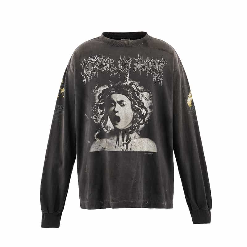 SAINT MXXXXXX SAINT MXXXXXX＜セント マイケル＞ ヴィンテージ加工ロングスリーブカットソー BLACK