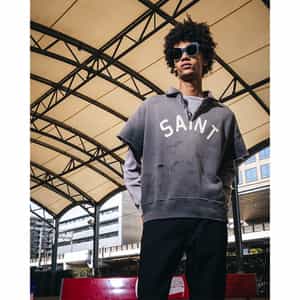 SAINT MXXXXXX＜セント マイケル＞ ヴィンテージ加工ハーフジップスウェットプルオーバー