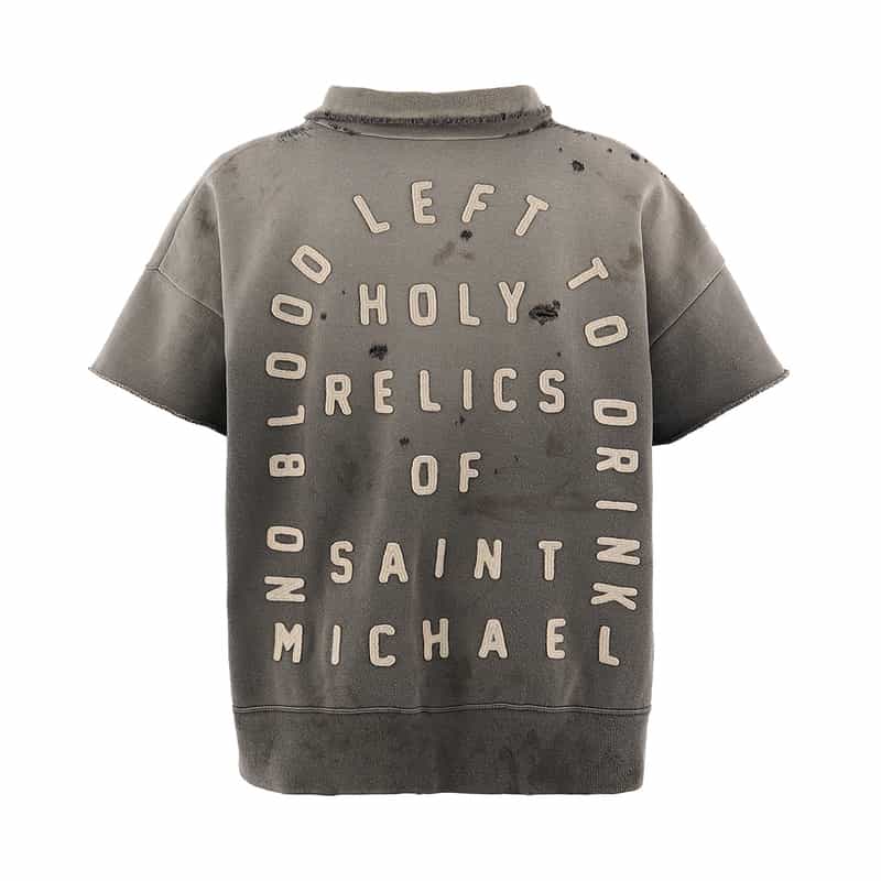 SAINT MXXXXXX SAINT MXXXXXX＜セント マイケル＞ ヴィンテージ加工ハーフジップスウェットプルオーバー BLACK