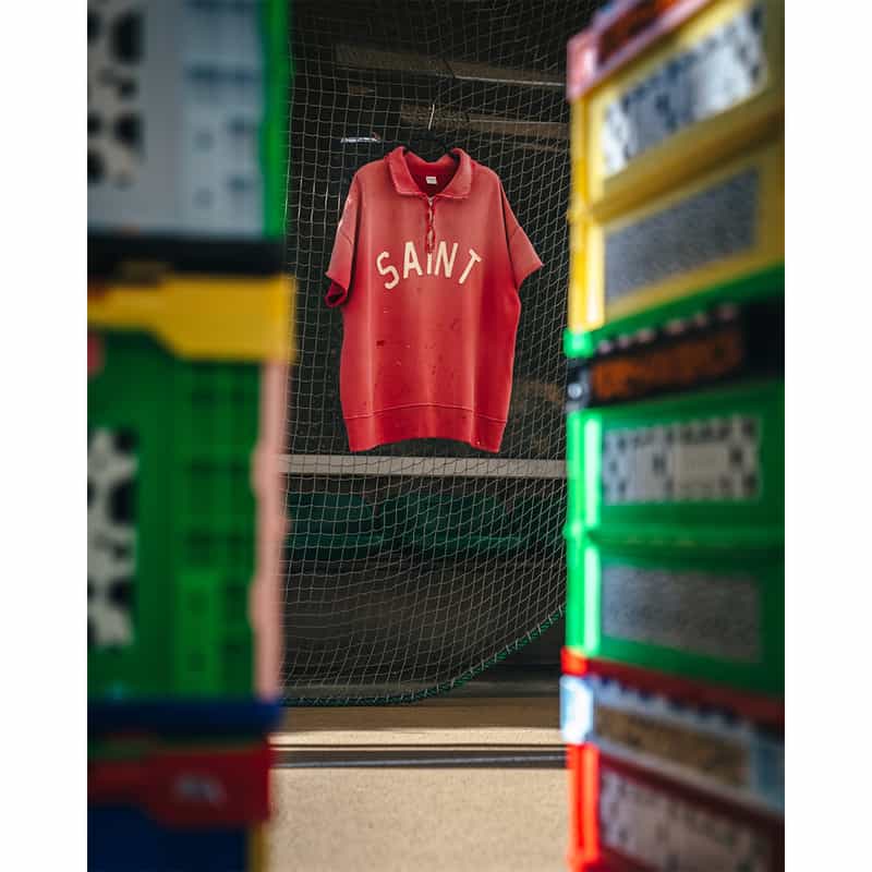 SAINT MXXXXXX SAINT MXXXXXX＜セント マイケル＞ ヴィンテージ加工ハーフジップスウェットプルオーバー RED