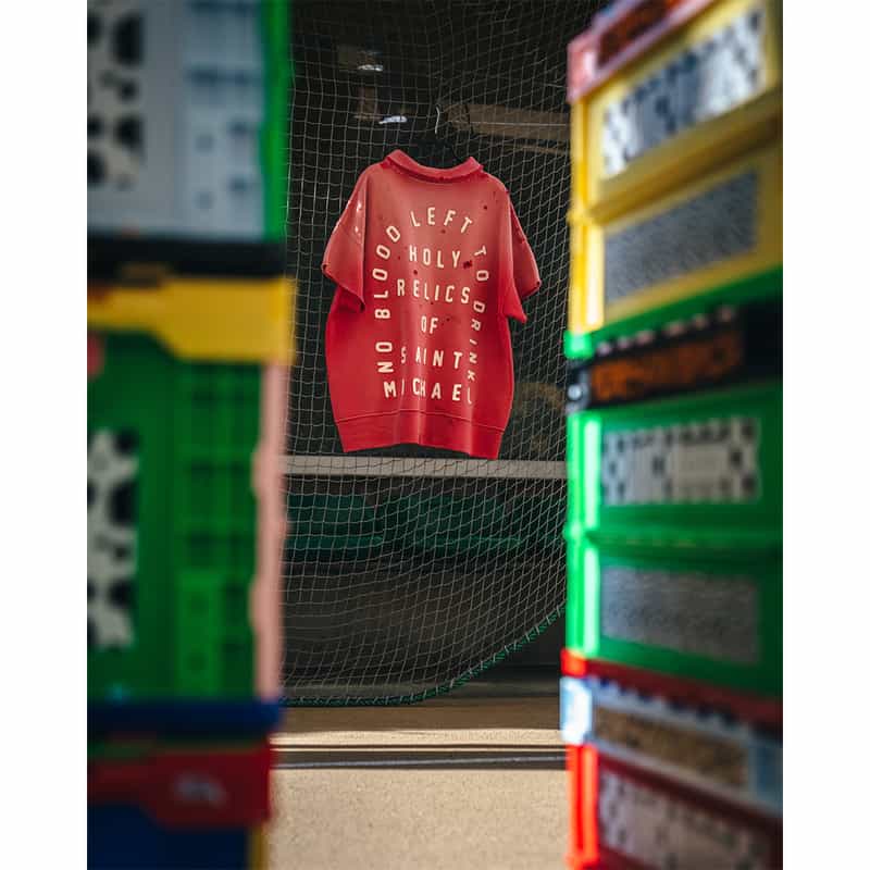 SAINT MXXXXXX SAINT MXXXXXX＜セント マイケル＞ ヴィンテージ加工ハーフジップスウェットプルオーバー RED