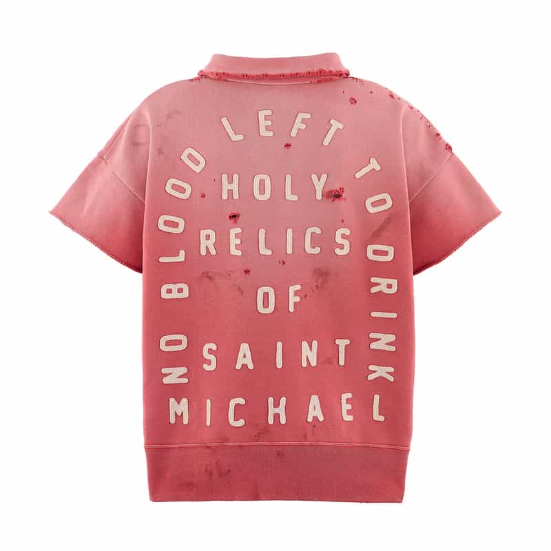 SAINT MXXXXXX SAINT MXXXXXX＜セント マイケル＞ ヴィンテージ加工ハーフジップスウェットプルオーバー RED