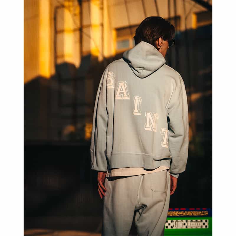SAINT MXXXXXX SAINT MXXXXXX＜セント マイケル＞ ヴィンテージ加工スウェットフーディ BLUE
