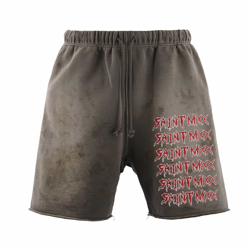 SAINT MXXXXXX SAINT MXXXXXX＜セント マイケル＞ ヴィンテージ加工スウェットショーツ BLACK