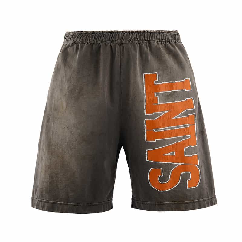 SAINT MXXXXXX SAINT MXXXXXX＜セント マイケル＞ ヴィンテージ加工スウェットショーツ BLACK