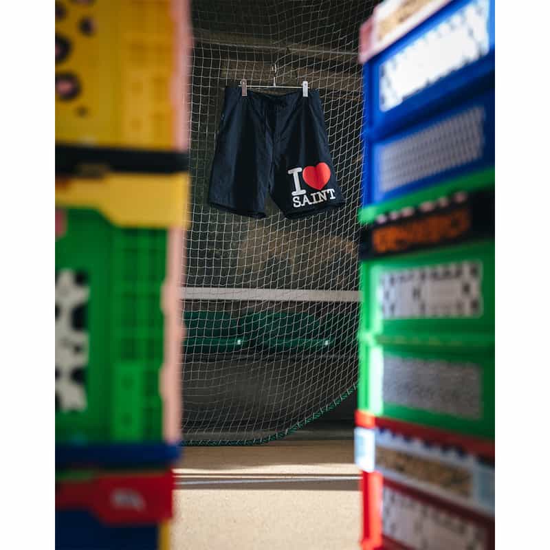 SAINT MXXXXXX SAINT MXXXXXX＜セント マイケル＞ ヴィンテージ加工スウェットショーツ BLACK