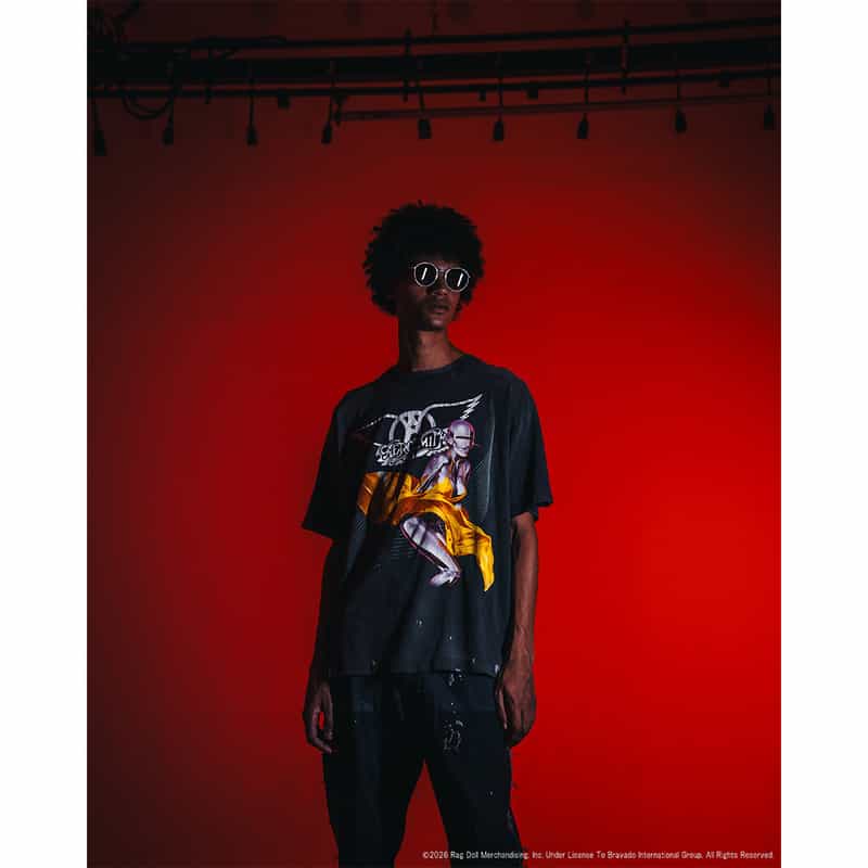 SAINT MXXXXXX SAINT MXXXXXX＜セント マイケル＞ ＜エアロスミス＞コラボレート ヴィンテージ加工プリントTシャツ BLACK