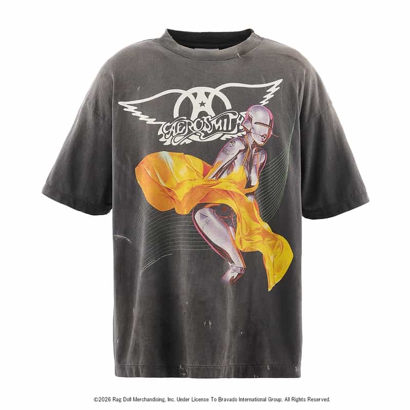 SAINT MXXXXXX SAINT MXXXXXX＜セント マイケル＞ ＜エアロスミス＞コラボレート ヴィンテージ加工プリントTシャツ BLACK