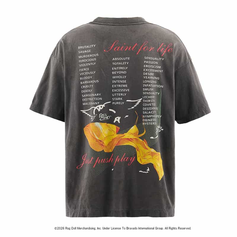 SAINT MXXXXXX SAINT MXXXXXX＜セント マイケル＞ ＜エアロスミス＞コラボレート ヴィンテージ加工プリントTシャツ BLACK