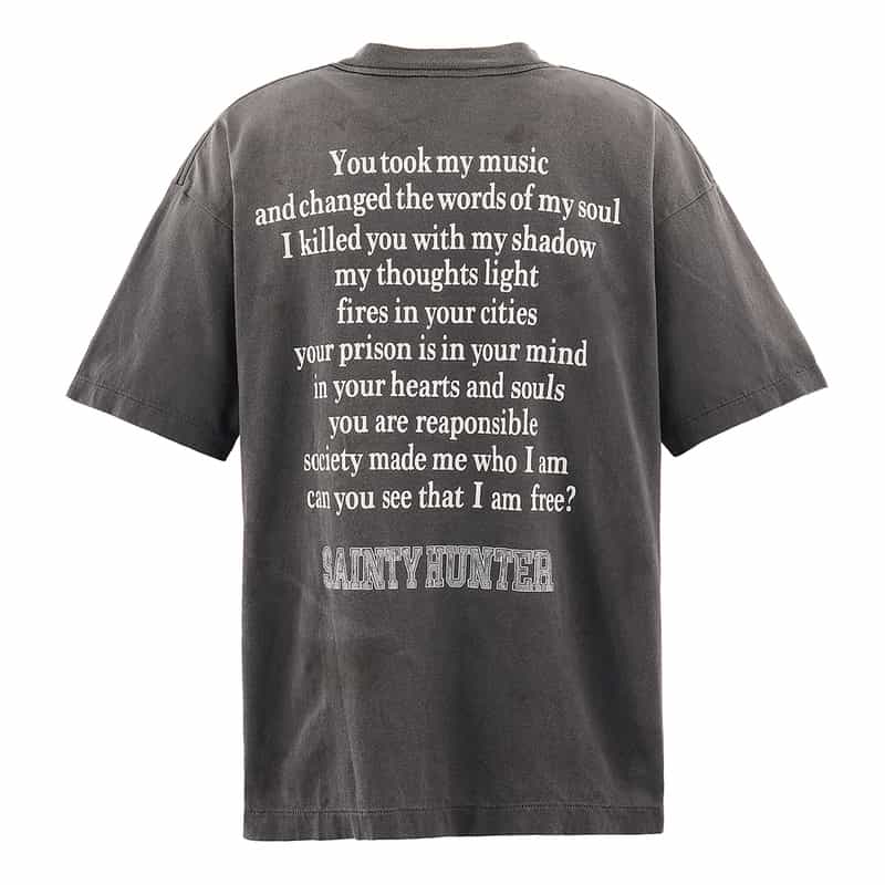 SAINT MXXXXXX SAINT MXXXXXX＜セント マイケル＞ ヴィンテージ加工プリントTシャツ BLACK