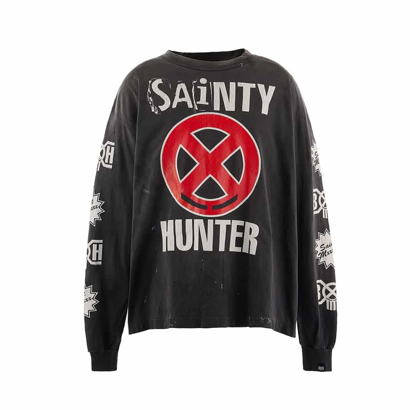 SAINT MXXXXXX SAINT MXXXXXX＜セント マイケル＞ ヴィンテージ加工ロングスリーブカットソー BLACK