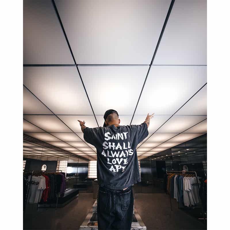 SAINT MXXXXXX SAINT MXXXXXX＜セント マイケル＞ ヴィンテージ加工Tシャツ BLACK