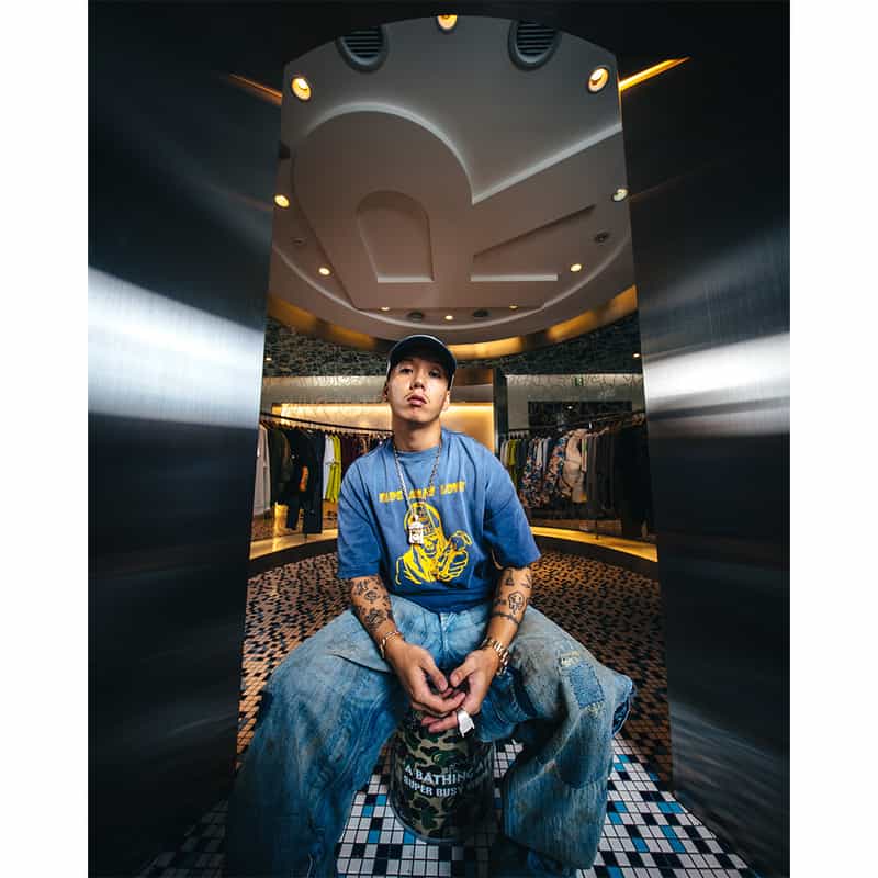 SAINT MXXXXXX SAINT MXXXXXX＜セント マイケル＞ ヴィンテージ加工Tシャツ NAVY