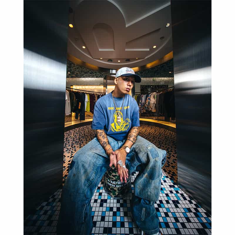 SAINT MXXXXXX SAINT MXXXXXX＜セント マイケル＞ ヴィンテージ加工Tシャツ NAVY