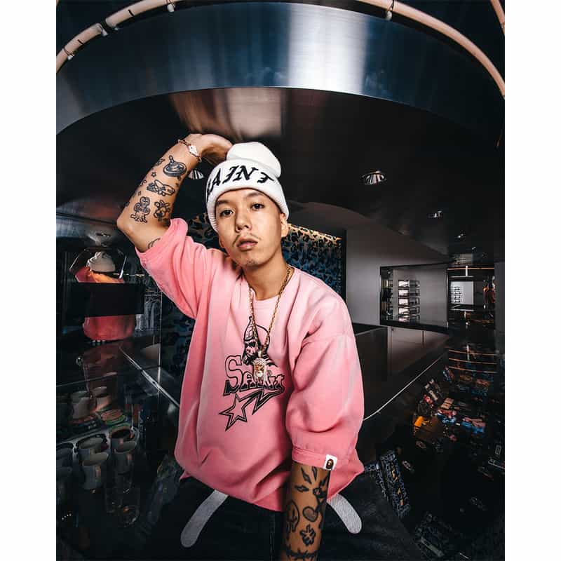 SAINT MXXXXXX SAINT MXXXXXX＜セント マイケル＞ ヴィンテージ加工ショートスリーブスウェットプルオーバー PINK