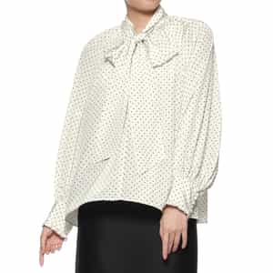 ドット柄ボウタイ襟ブラウス