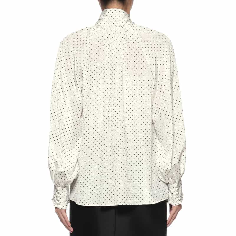 BARNEYS NEW YORK ドット柄ボウタイ襟ブラウス WHITE