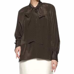 ドット柄ボウタイ襟ブラウス