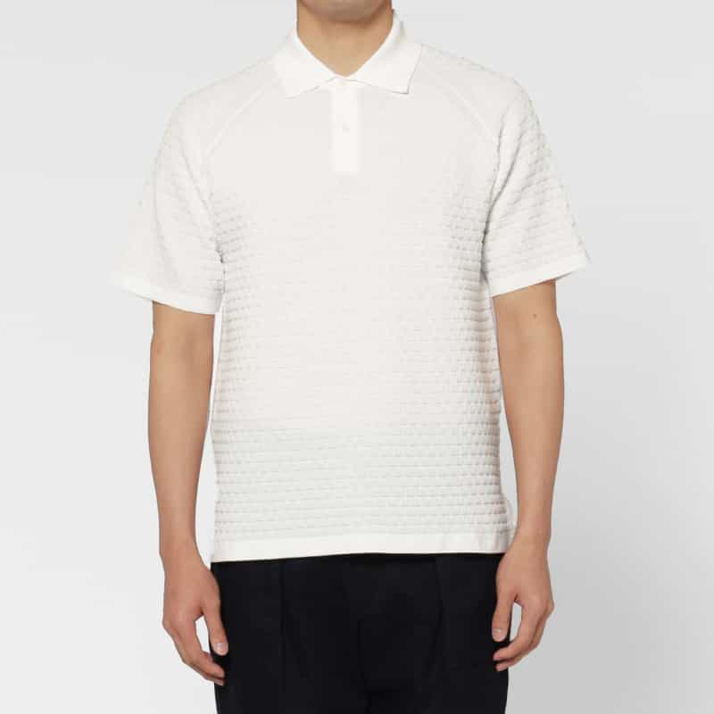 BARNEYS NEW YORK スキッパーニットポロシャツ WHITE