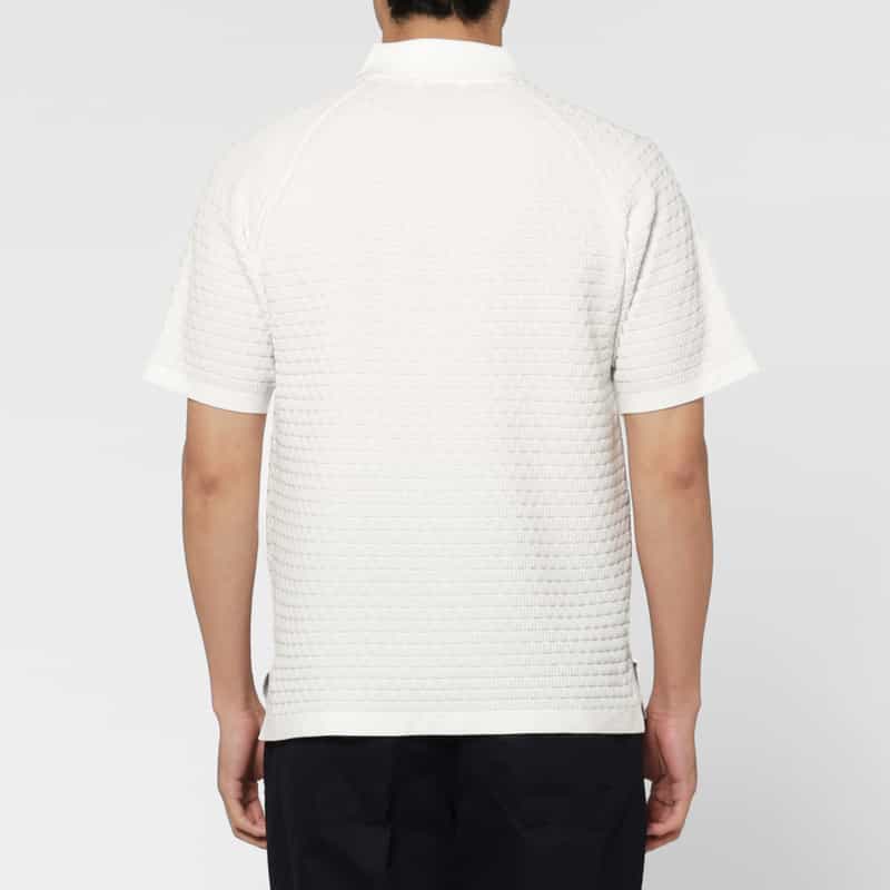 BARNEYS NEW YORK スキッパーニットポロシャツ WHITE