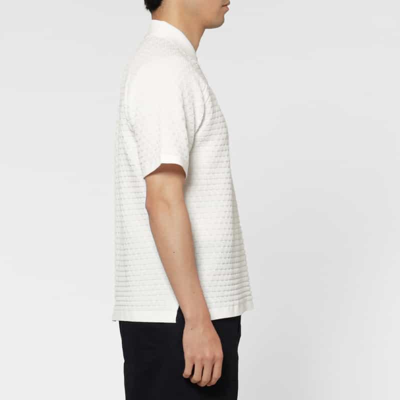 BARNEYS NEW YORK スキッパーニットポロシャツ WHITE