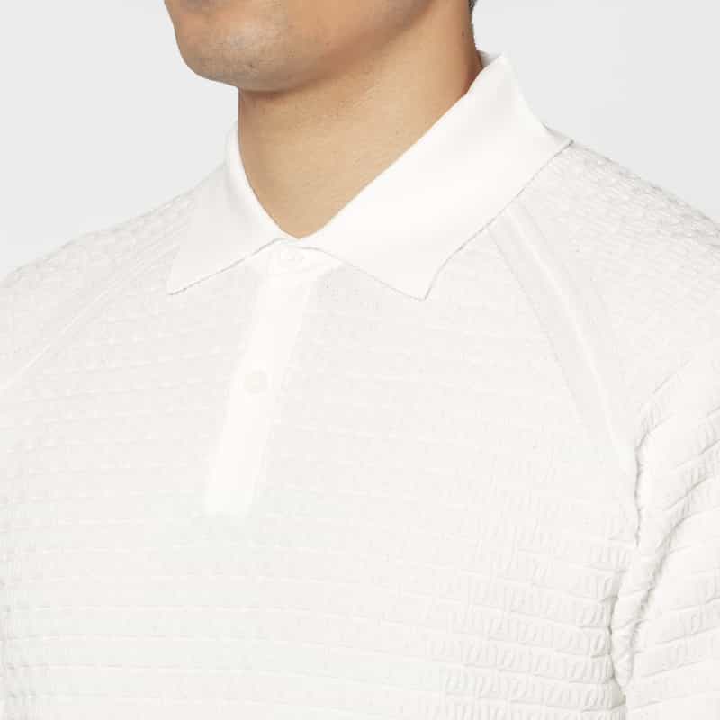 BARNEYS NEW YORK スキッパーニットポロシャツ WHITE